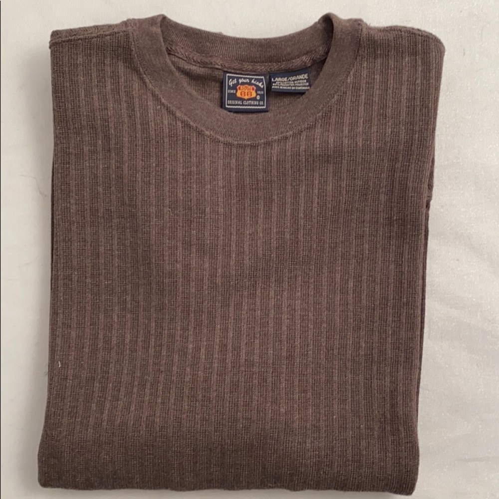 Route 66 Mocha color ribbed crew neck sweater